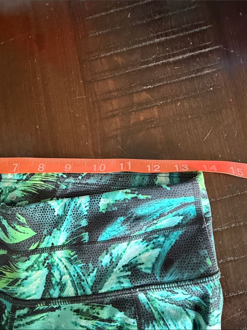 Athleta Black Leggings with Teal & Green Tropical Print - Picture 8 of 10